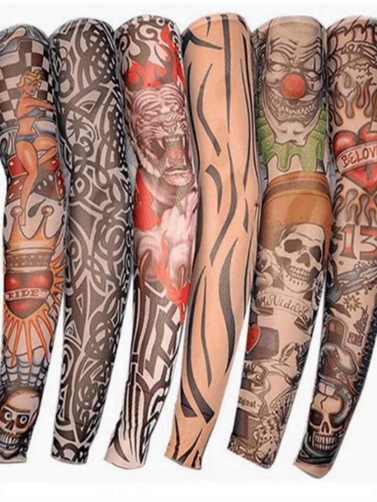 tattoo sleeve 11-1 Pair Unisex Fake Tattoo Arm Sleeves, Breathable Ice Silk Arm Sun Protection Covers, Random Pattern Prints For Men And Women, Suitable For Summer Cycling And Driving
$5