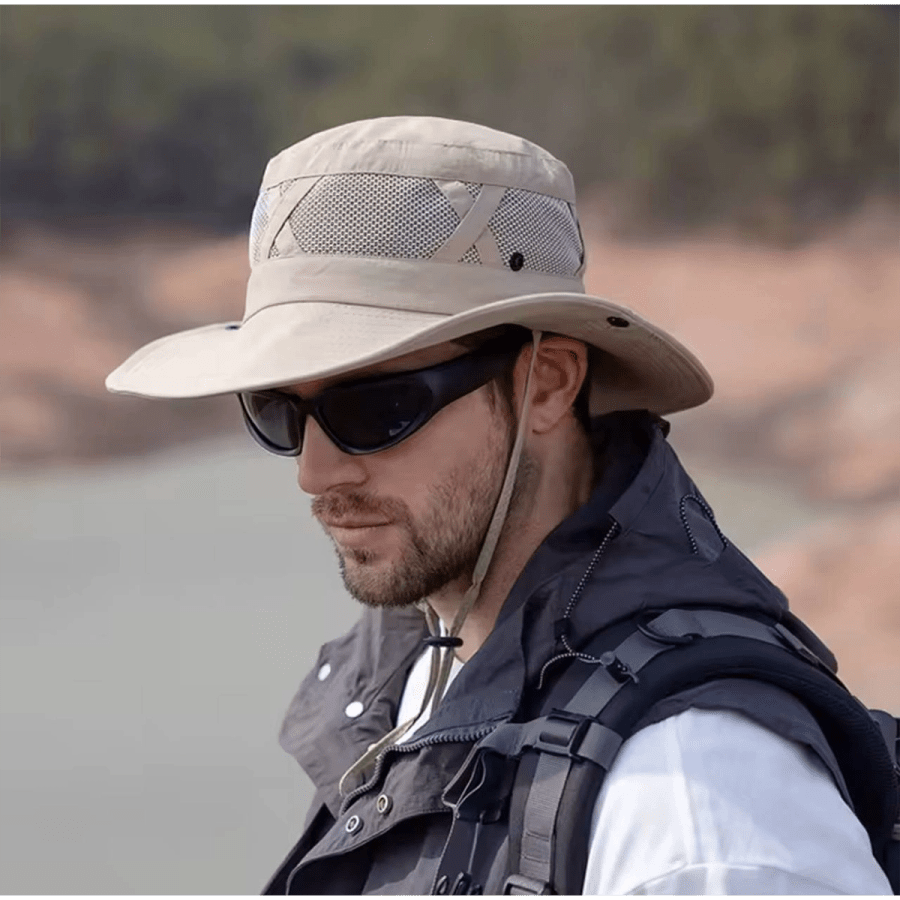 Hats 21 – Xinbaoguan 100% Nylon Spring/Summer Wide Brim Breathable Sunshade Fisherman Hat for Men, Sun Protection Sun Hat, Fisherman Style
$11