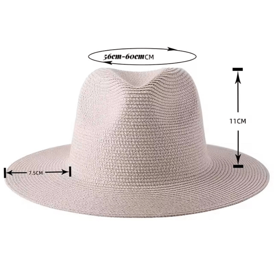 Hats 31- Large Size 59–60 cm New Natural Panama Straw Hat — Summer Wide-Brimmed Beach UV Protection Fedora Sun Hat for Men and Women — Wholesale
$12
