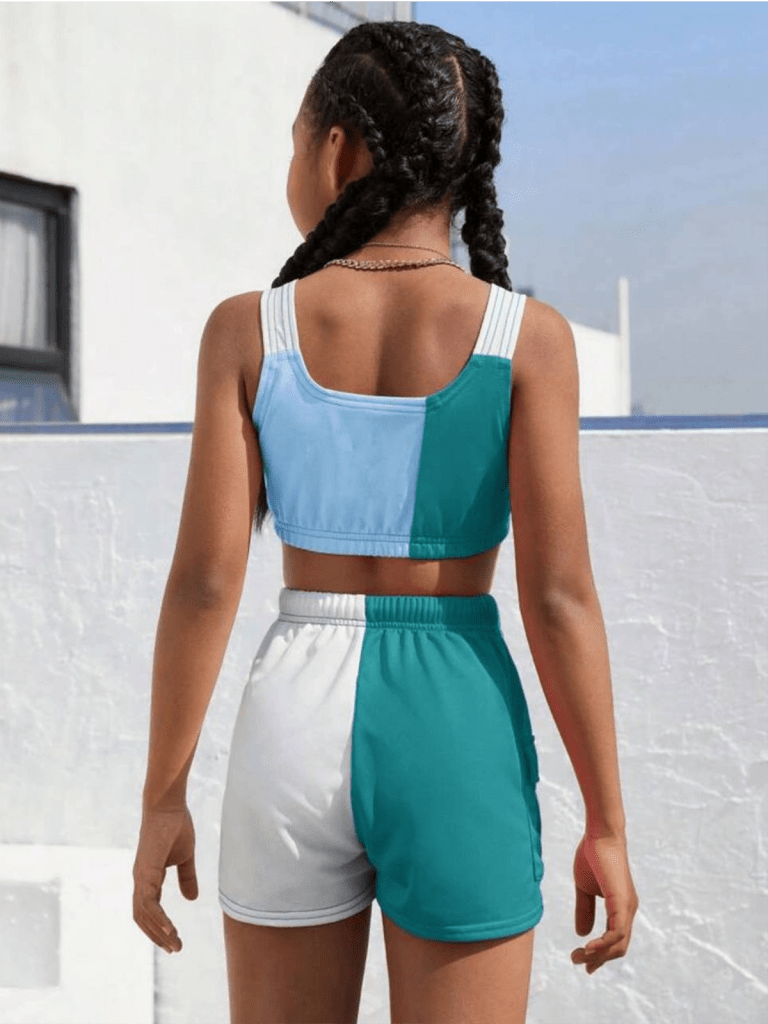 Kidswear 31- Tween Girls Colorblock Camisole & Shorts 2 Pieces Outfit
$12