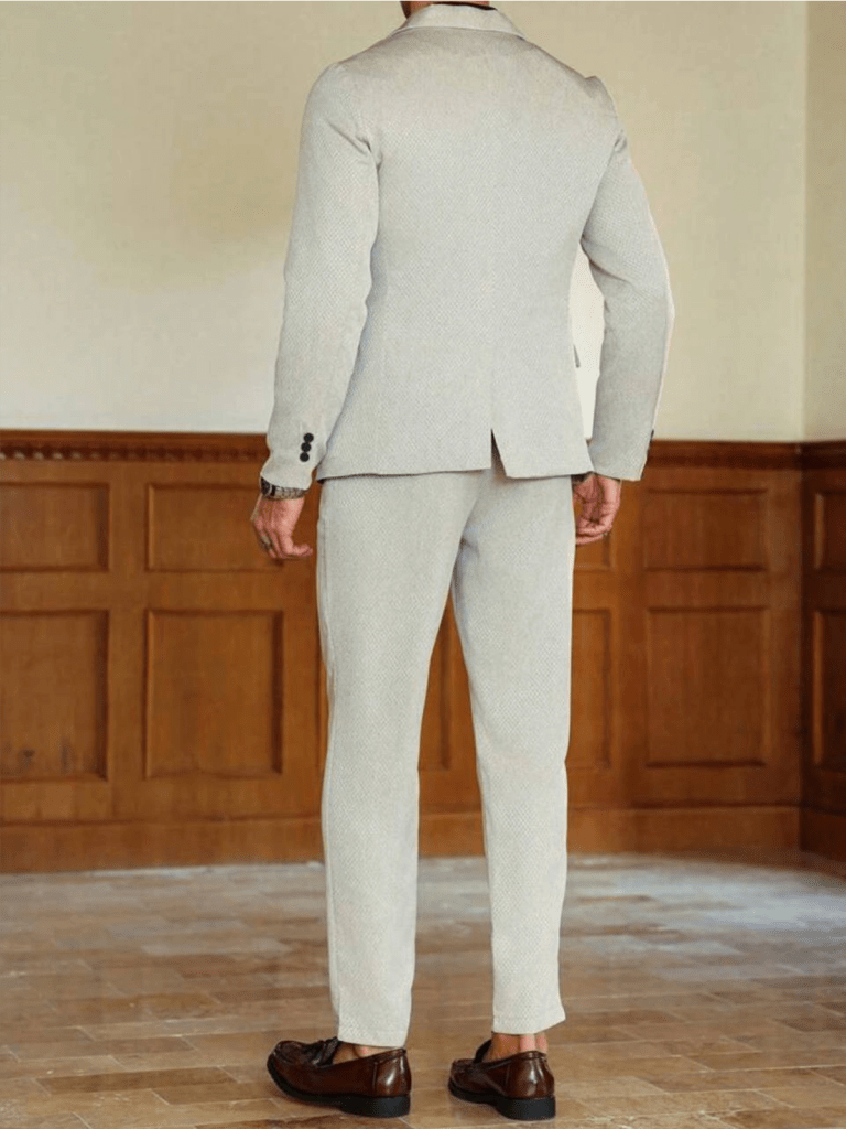 Manfinity Mode Manfinity Mode Men's Collar Single Button Long Sleeve Suit Jacket And Pants Set For Business, Men's Autumn Single Breasted Notched Lapel Jacket And Pant