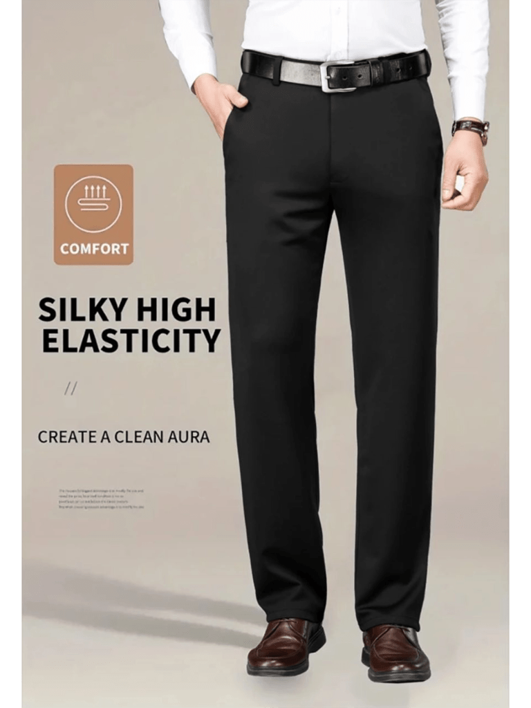 31-Men's Wrinkle-Resistant Elastic Business Trousers, Solid Color Straight Leg Slanted Pocket Casual Pants, Daily & Commute Wear
$36