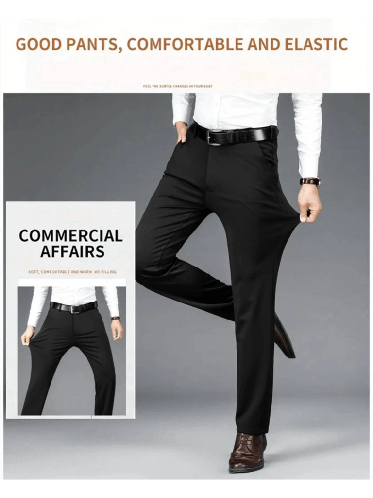 31-Men's Wrinkle-Resistant Elastic Business Trousers, Solid Color Straight Leg Slanted Pocket Casual Pants, Daily & Commute Wear
$36