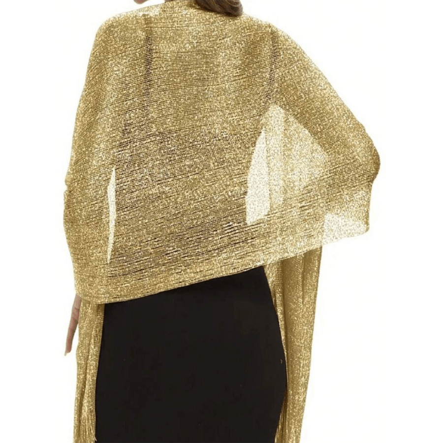 Scarves 11- Golden Sparkling Metallic Shawl Without Round Buckle Elegant Lightweight Breathable Tassel Scarf Women's Party Banquet Dress Outside Shawl Bandana,Hair Band,Head Band Ideal For Dressing Up Your Look
$9