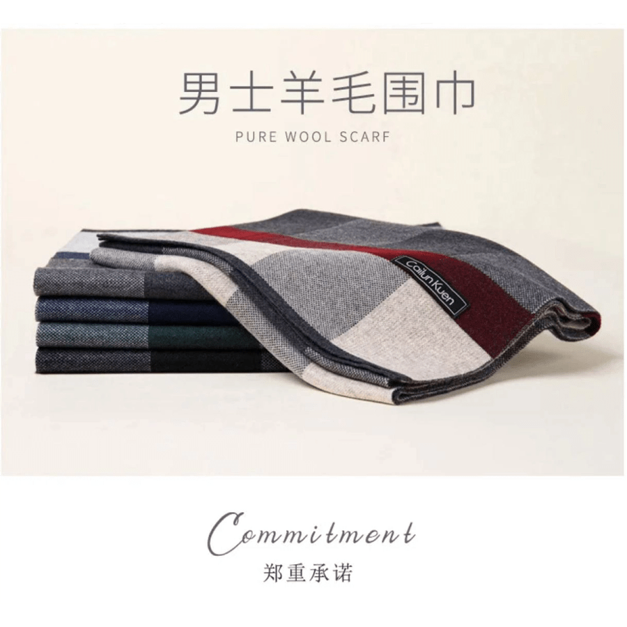 Scarves 21– High-quality wool men’s scarf, autumn-winter classic business thermal muffler, soft Korean version, long thick warm shawl, no box
$25