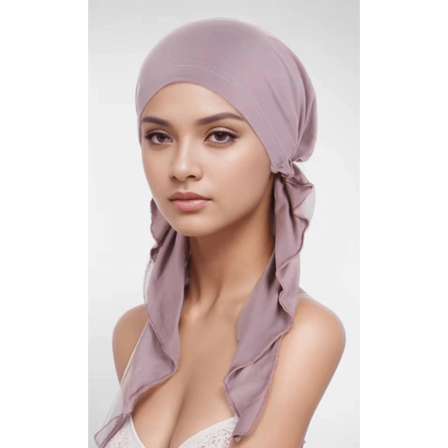 Scarves 41– Solid color Muslim fashion hijab turban hood with long tail, headwrap elastic headscarf caps for women and girls, breathable chemo cap
$8