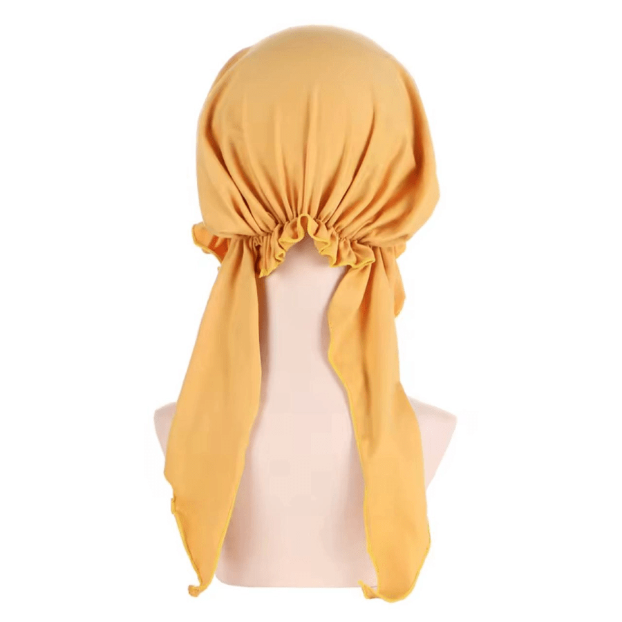 Scarves 41– Solid color Muslim fashion hijab turban hood with long tail, headwrap elastic headscarf caps for women and girls, breathable chemo cap
$8