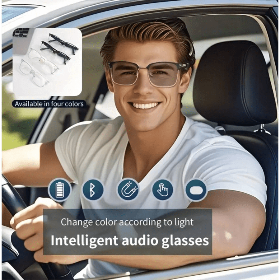 Sunglasses 31- WIRELESS 5.4 Smart Sunglasses With Headphone HIFI Sound, Smart Anti Blue Light Polariscope Sunglasses Rechargeable, Change Color According To Light, Smart UV Protection, Intelligent Audio Glasses With Dual Speakers Earphone Headset, Birthday Gift.
$25