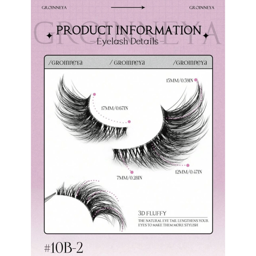 Makeup 241- GROINNEYA 10 Pairs Half Lashes Clear Band Eyelashes Cat Eye False Eyelashes Short Soft 3d Faux Mink Eyelashes Soft Natural Makeup(10B-2)
$8