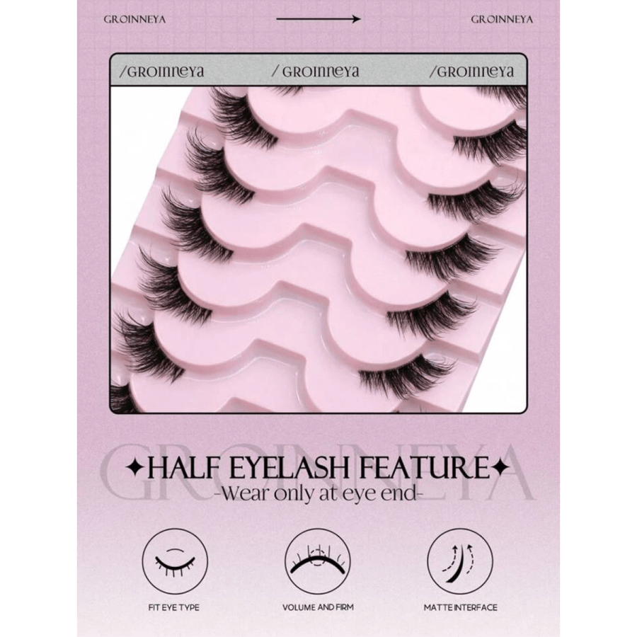 Makeup 241- GROINNEYA 10 Pairs Half Lashes Clear Band Eyelashes Cat Eye False Eyelashes Short Soft 3d Faux Mink Eyelashes Soft Natural Makeup(10B-2)
$8